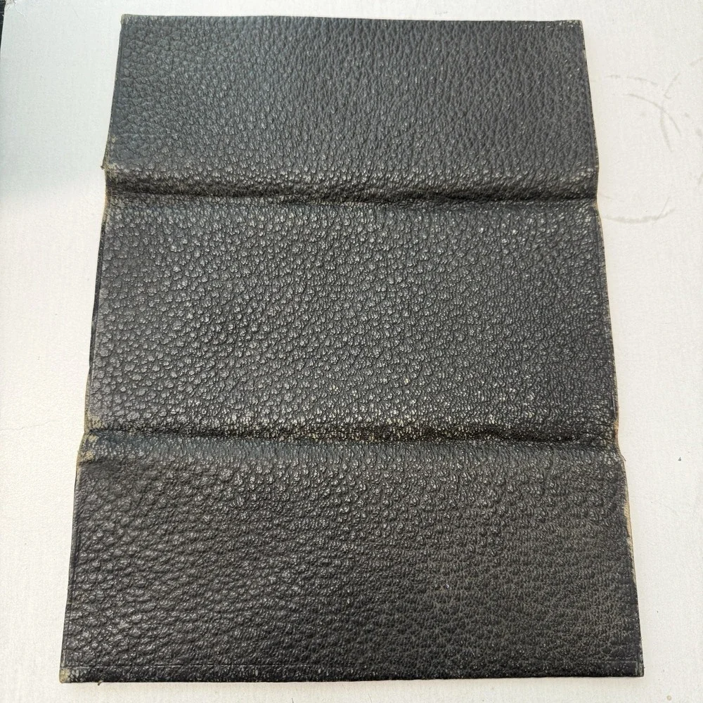 Antique Tri-fold Black Faux Pebbled Leather Wallet Late 19th Century